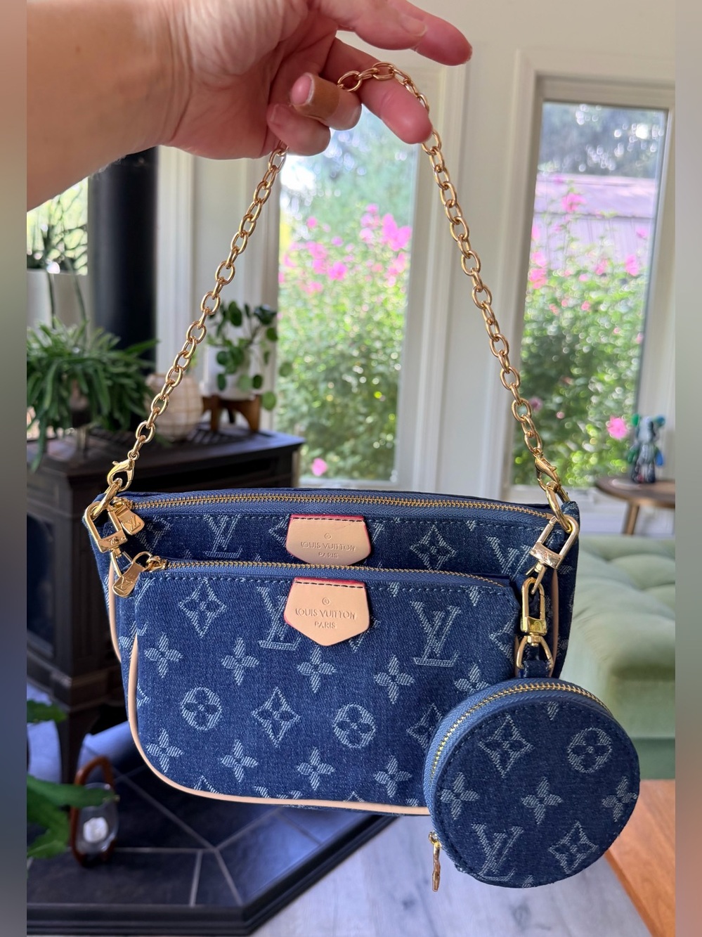 FULL SET NEW Louis Vuitton Denim Monogram Multi Pochettes Handbag w Coin Purse - Picture 3 of 15